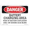 Signmission Safety Sign, OSHA Danger, 5" Height, Battery Charging Area Risks, Landscape OS-DS-D-57-L-1841 - alternate 1